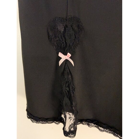Black Slip Lace Dress Women Size M Babydoll Nightie Lingerie Chemise Cami Nightg - Picture 6 of 16